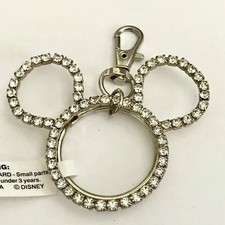Vintage Disney Rhinestone Mickey Mouse Ears Keychain Purse Charm Zipper Pull