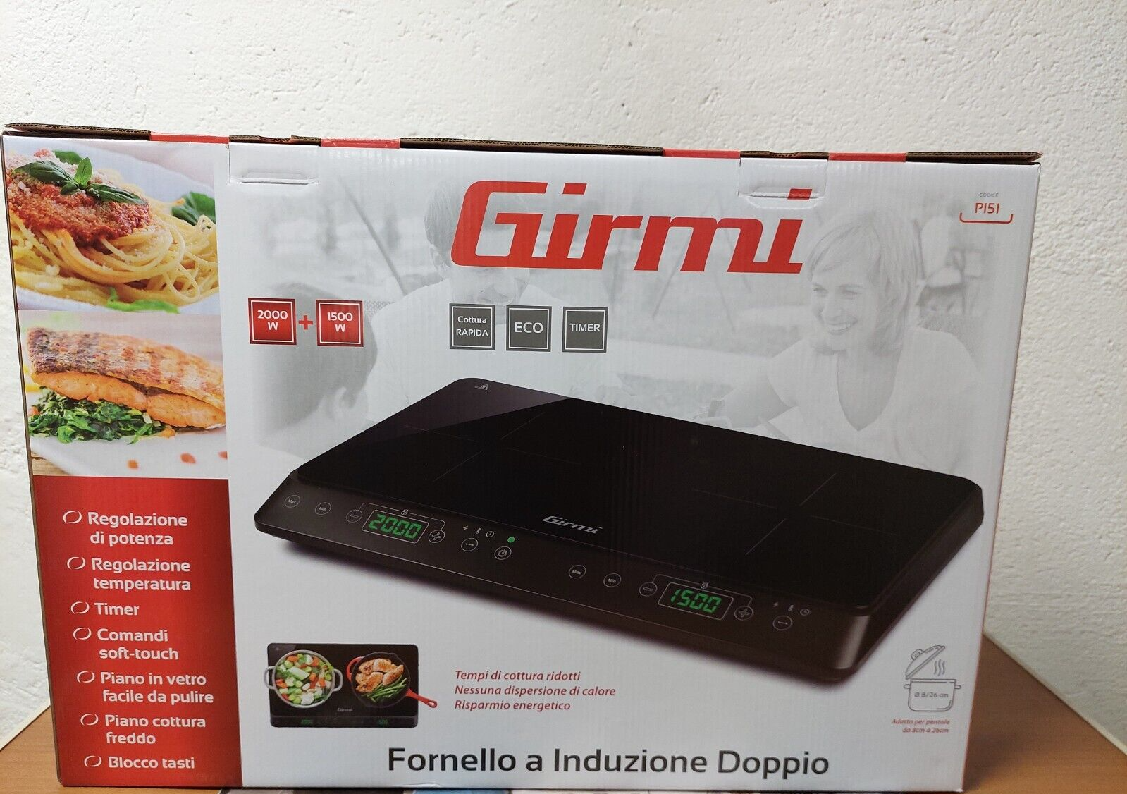 FORNELLO INDUZIONE DOPPIO PI51 GIRMI VOLT 230 WATT 2000+1500