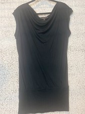 BCBGMAXAZRIA black mini dress sleeveless scoop neck  stretch knit women's size S