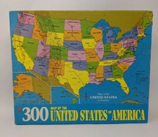 Map of the United States Puzzle 300 Large pieces Golden Vintage 1990 Complete