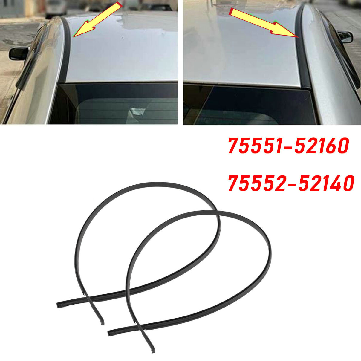 1Set Left & Right Side Roof Drip Moulding Trim For 20072011 Toyota Yaris Sedan eBay
