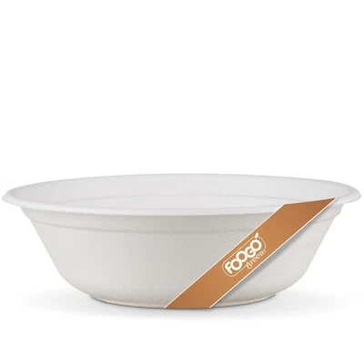 FOOGO GREEN 32oz (900ml) Disposable Sugarcane Bagasse Bowls Wooden Eco friendly Picnic Bowl