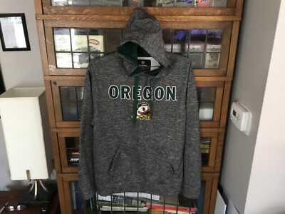 Oregon Ducks Gray TOP OF THE WORLD SEWN Spell Out W Mascot Hoodie SZ L - Cool