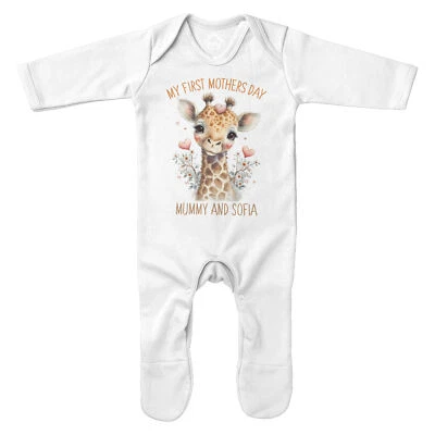 THE CLOTHING SHED Giraffe erster Muttertag Strampler personalisiert Mein 1. Strampler Baby Gif...