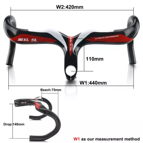 380-440mm Carbon Road Bike Integrated Handlebar Internal Routing Handlebar - Picture 42 of 48