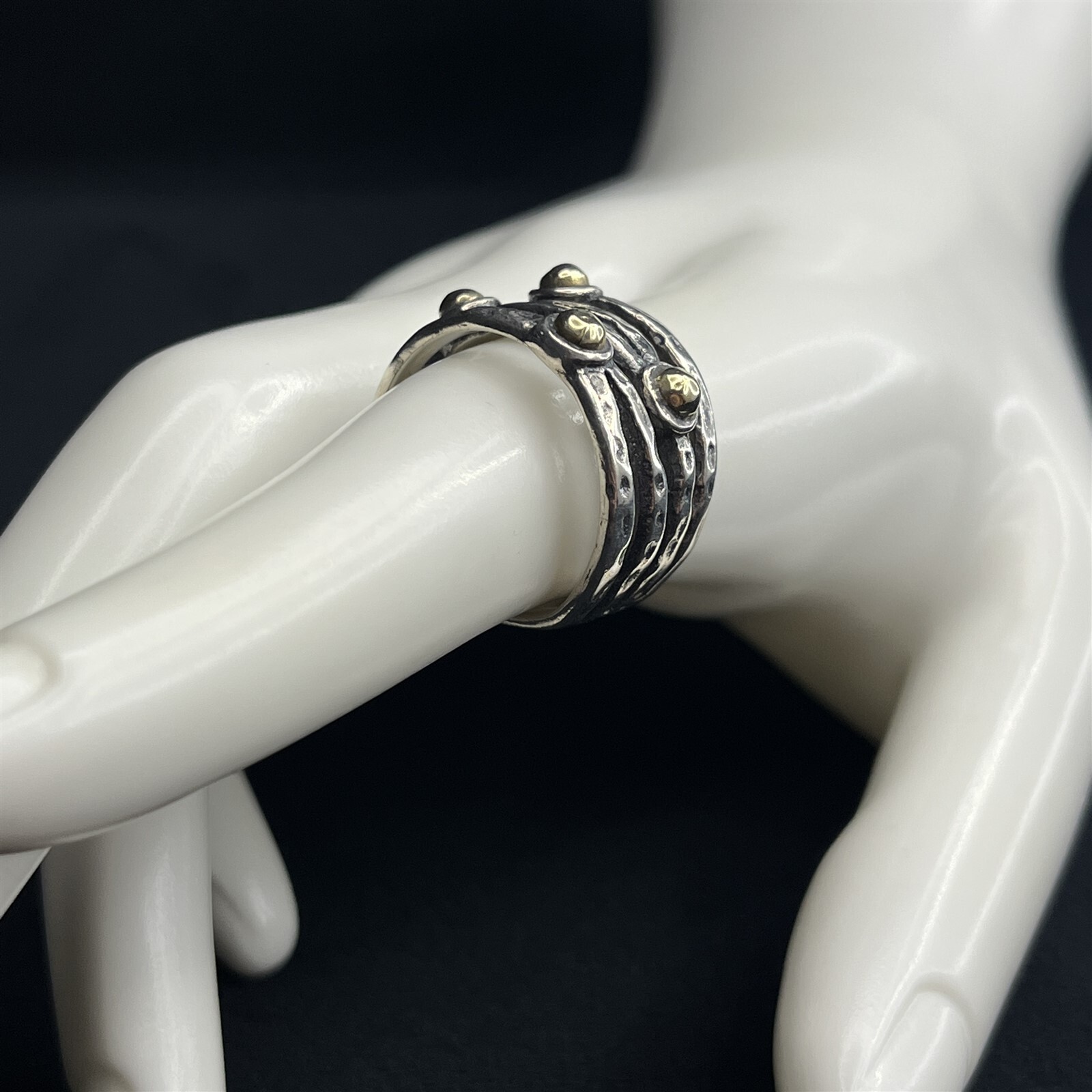 Large Signed Designer Split Band Gold Plated Ball… - image 2