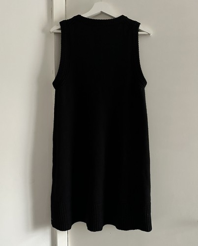ME + EM Merino Wool Cashmere Knit Sleeveless Dress Black Made In Italy Size M - Picture 3 of 9