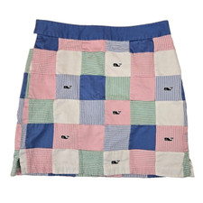 Vineyard Vines Margo Seersucker Patchwork Skirt Women's Size 2 Preppy Beach Logo