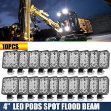 4INCH LED Work Flood SPOT Lights Pod For Jeep Truck Off Road Tractor ATV Square