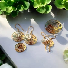 Nature’s Sunshine Products Representative Gold Tone Jewelry Lot Earrings & Pins