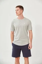 VarietyAthletics Mens Soft Pima Cotton Elastic Sleeve Cuff Henley T-Shirt