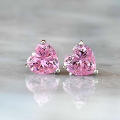 ピアス STONEHENgE Luvit 14K Heart Earrings 4 Ct Heart Shape Solitaire Pink Lab Created Stud Earrings