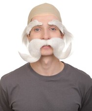 Adult Men  s Fairy Tale King White Half-bald Wig with Mustache  Eyebrows,HM-1549