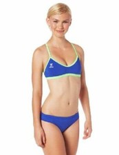 TYR WOMEN'S DURMFAST ELITE SOLID CROSS CUTFIT WORKOUT BIKINI,ROYAL/LIME,XXSMALL