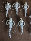 VTG Mid Century Hand Beaded Christmas Ornaments White Gold Crosses, White Angels — photo 3