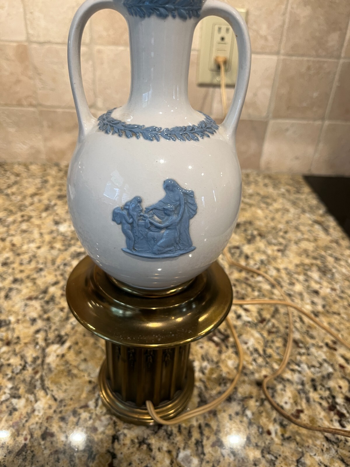 Vintage Wedgewood and Brass Table Lamp eBay