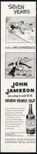 1950 John Jameson Irish Whiskey ice skating cartoon art vintage print ad