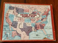 Vintage Wilder Mfg. Co. 1930 s United States Map Jigsaw Puzzle with Box Complete