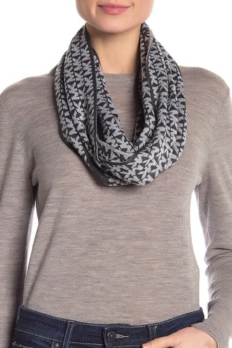 Michael Kors Scarf One Size Logo Infinity Loop Two Tone Gray Reversible - Picture 3 of 10