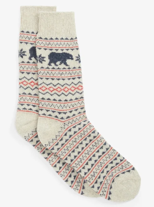 John Lewis Christmas Socks Bear and Stag Fair Isle Wool Silk Blend 2