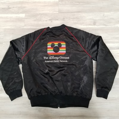 Vintage Disney Channel Satin Bomber Jacket XL USA Made Full Zip 