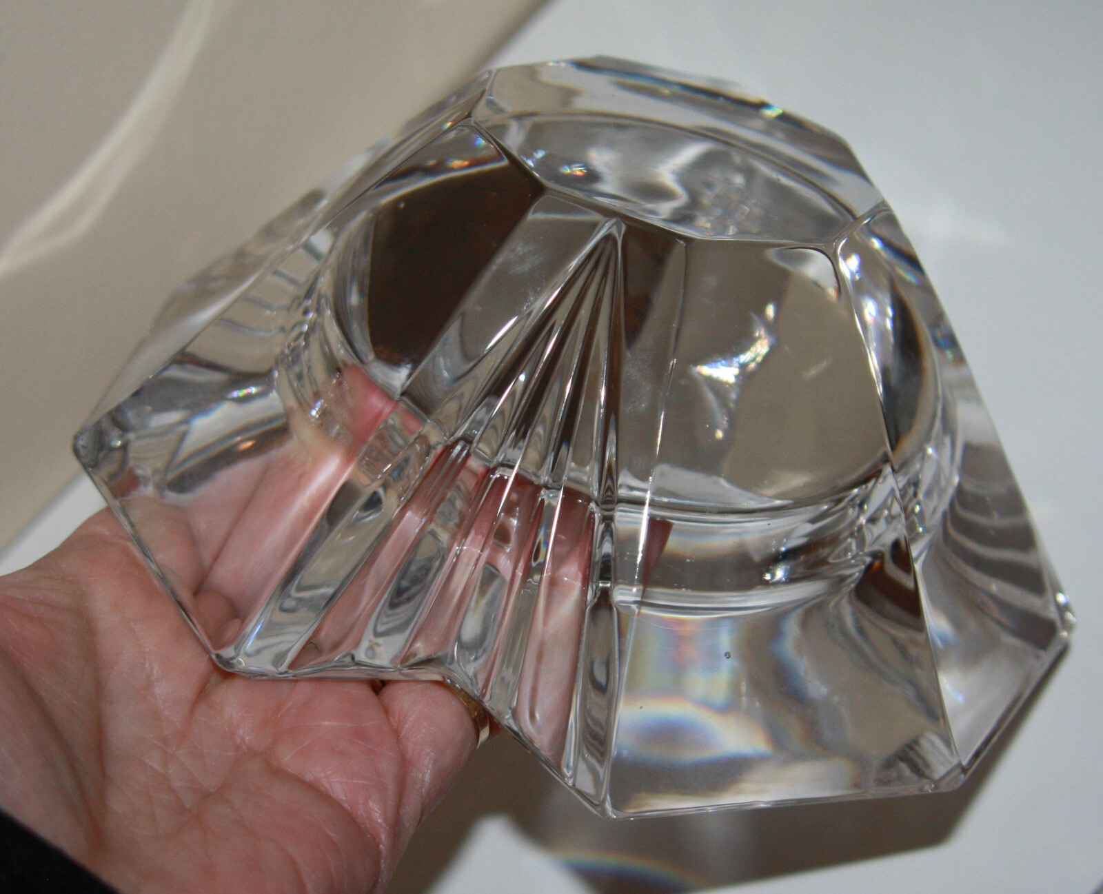 Lenox Ovations heavy lead crystal candle holder art deco 6.5" for 3" pillar