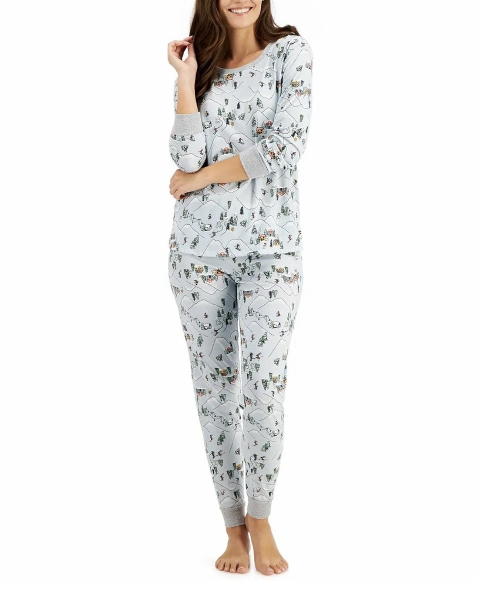 Family Pajamas Macys Womens Matching Ski Mountain Pajama Set Large
