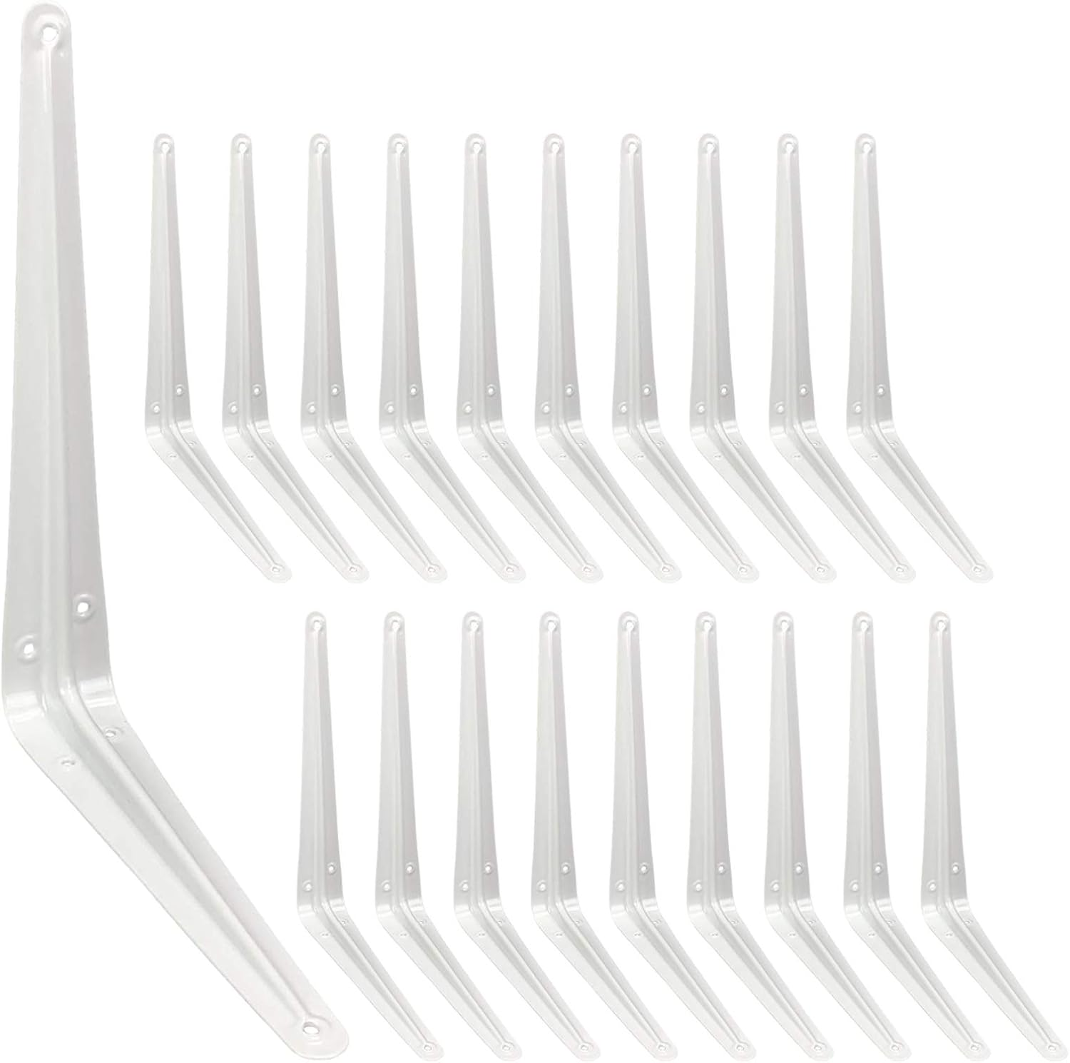 12-Pack White 12-Inch Heavy Duty L-Shaped Floating Shelf Brackets