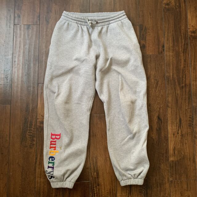 Burberry Rainbow Embroidered Logo Cotton Sweatpants Gray X-Small 