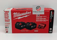 Milwaukee M18 X2 2 Pack XC5.0 Ah Starter Kit 5.0 OEM Battery Charger 48-59-1852B