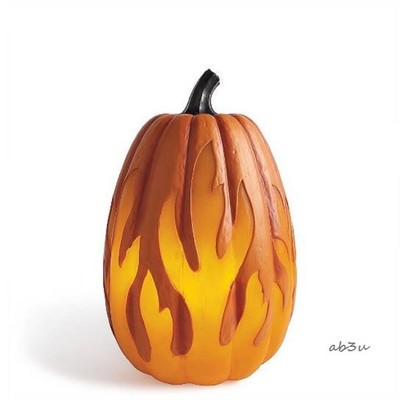 In/Outdoor Flame Fire Lighted Pre Lit Pumpkin Halloween Haunted House Decor Prop