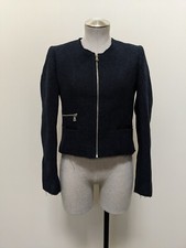 Nwt La Maison Paris Slub Wool Frayed Edge Woven Zip Up Jacket Made In France 38