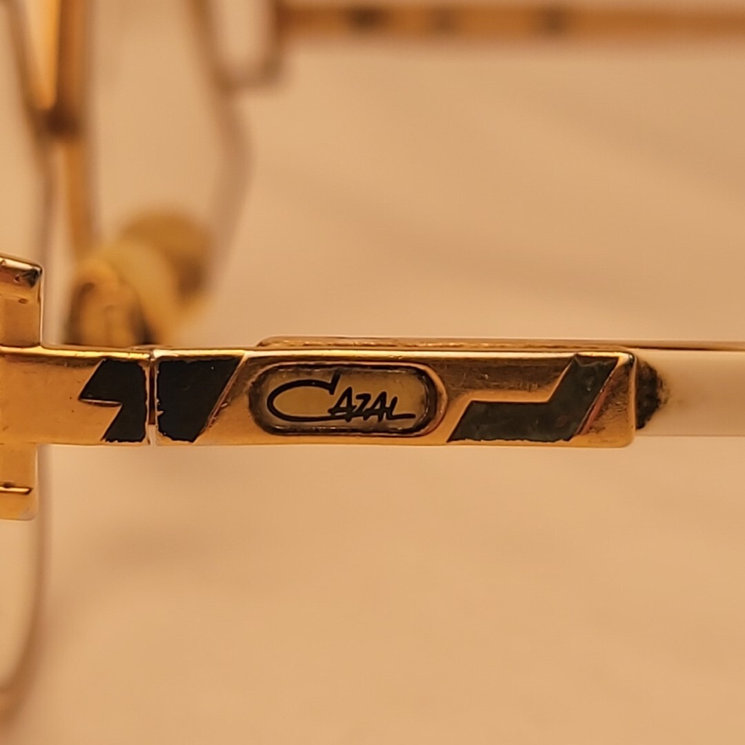 Cazal Vintage 1980s Glasses Model 238 Geometric Gold Tone Enameled