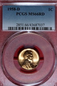1958 - D PCGS MS66RD LINCOLN CENT!!  #B47820