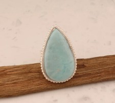 Larimar Gemstone Ring 925 Sterling Silver Handmade Ring Gift For Valentine Day