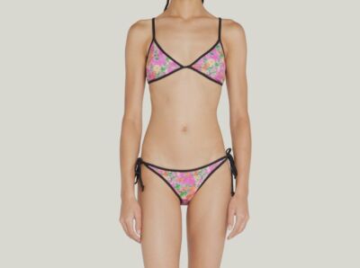 $185 Caroline Constas Women's Pink Floral Kendra Bikini Top Swimwear Size M