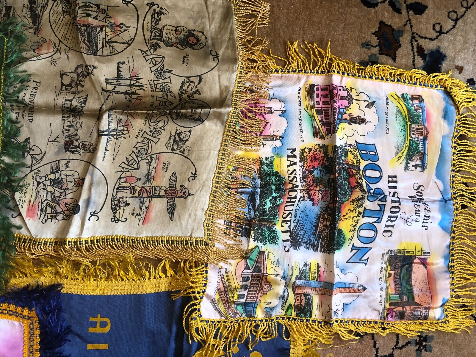 13 vintage fringed souvenir pillow covers vibrant colors LOT instant