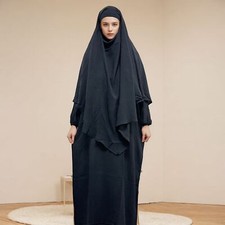 Muslim Women Khimar 2pcs Ramadan Prayer Dress Long Hijab Kaftan Niqab Burqa Robe