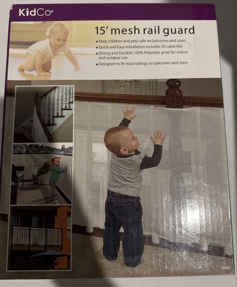 Protector de riel de malla para niños pequeños KidCo, blanco 15' interior exterior Foto 2 de 2