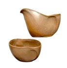 Frankoma Pottery Satin Brown Vintage Sugar Bowl and Creamer Set - Set of 2