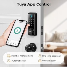 Keyless Entry Door Lock with Handle App Keypad Auto Lock Anti-Peep Code