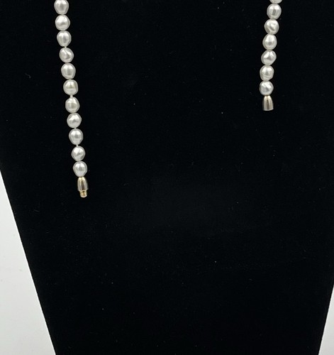 24 Inch Baroque Freshwater Pearl Twist Clasp Necklace 6 mm Silver - Picture 2 of 3