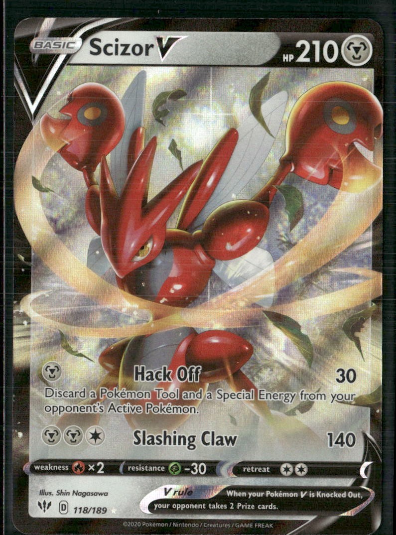 2020 Pokemon TCG SWSH03: Darkness Ablaze #118/189 Scizor V NM