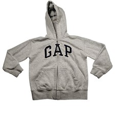 Gap Kids Boys Gray Arch Logo Full Zip Hoodie Sweatshirt Small 6-7