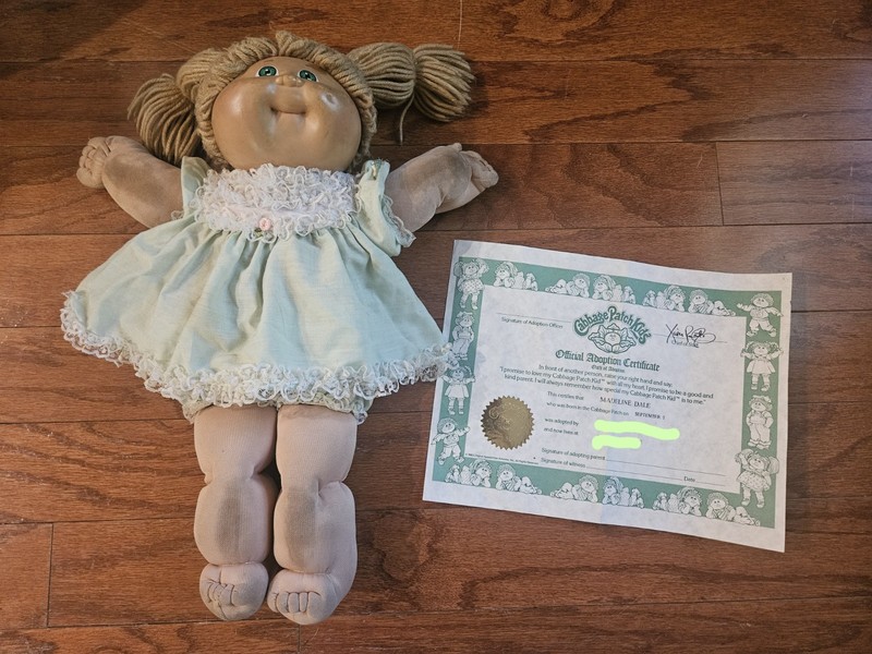 Cabbage Patch Kids Doll Vintage 1978/1982 Blonde Pigtails Green Eyes w/BC