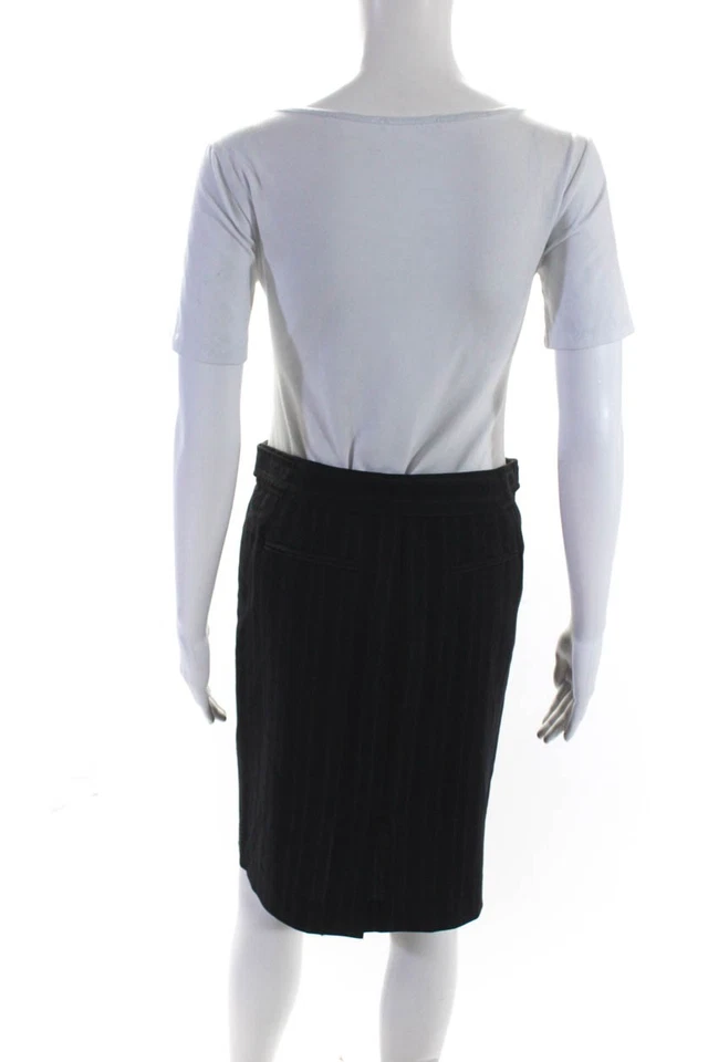 Theory Women's Button Closure A-Line Mini Unlined Stripe Skirt Size 2 - Image 3 of 4