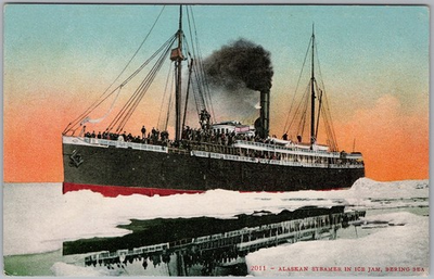 #ad Alaskan Steamer Ice Jam Bering Sea Edward H Mitchell Vintage Postcard Ship H83 $9.95