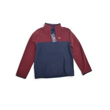 NWT Vineyard Vines Boys Fleece Pullover Burgundy Navy Colorblock Size M 12-14