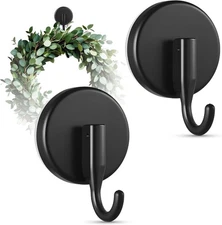 OUTXE Suction Cup Wreath Hanger, Upgraded Reef Hook for Front 2 Pack, Black 