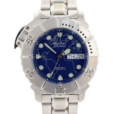 Reloj Beuchat Oceanium Damas 300M Buzo Azul Mapa del Mundo Dial Suizo Acero Fecha
